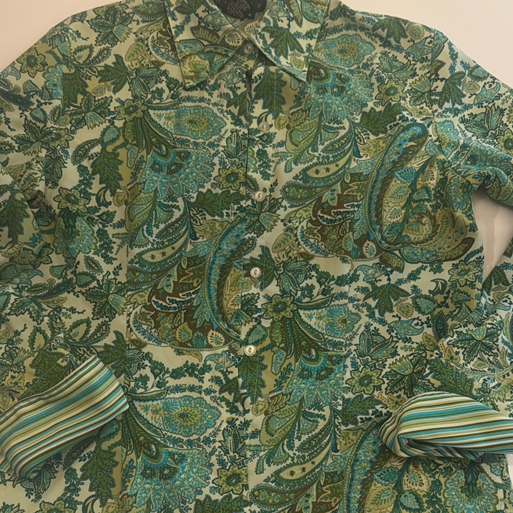 Ninety Green and Blue Artistic Blouse